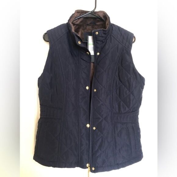 weatherproof dark blue and brown cozy lightweight vest adjustable size large - Picture 1 of 4